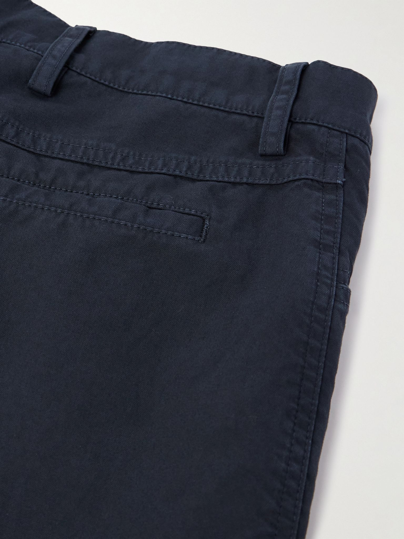 Straight-Leg Zip-Detailed Cotton Trousers Navy - 5