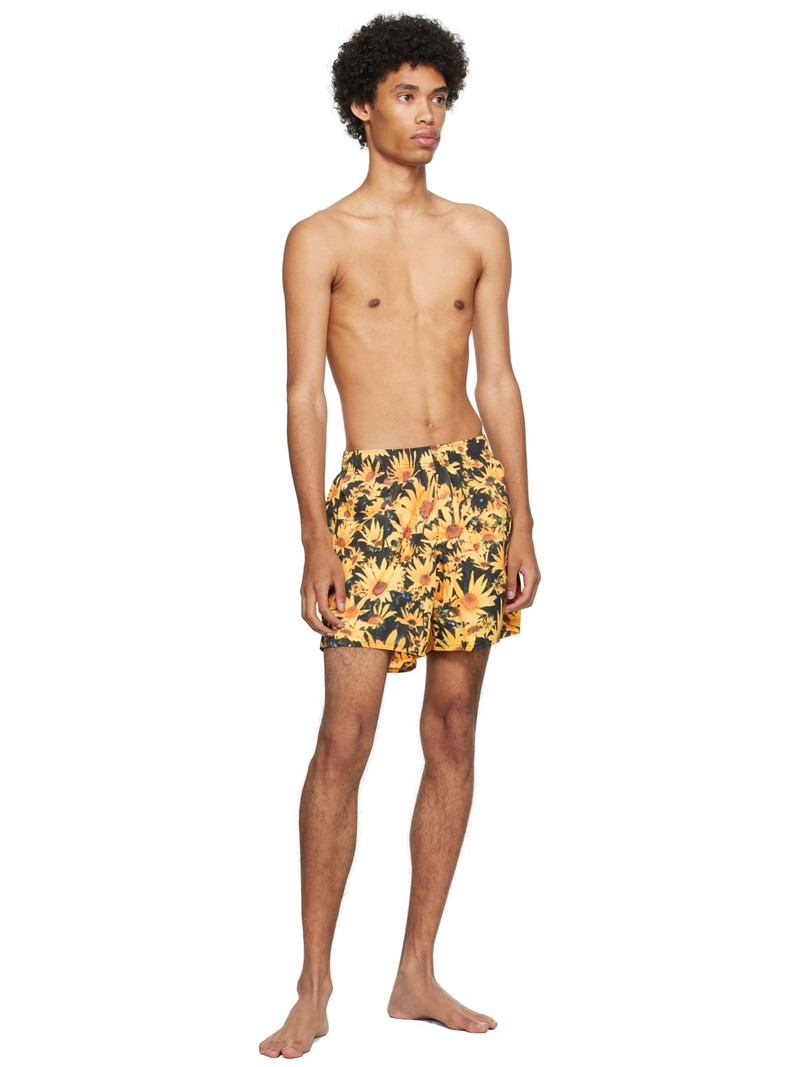 Jil Sander Yellow & Black Floral Swim Shorts outlook