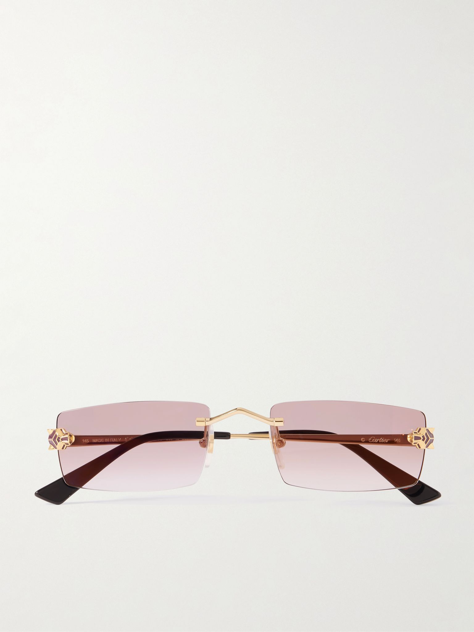 Panthère De Cartier Rimless Rectangular-Frame Gold-Tone Sunglasses Gold - 1