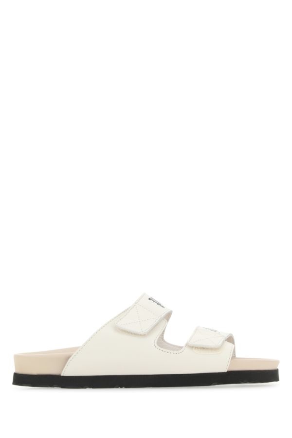 サンダル・ミュール PALM ANGELS Ivory Leather Slippers Palm Angels PALM ANGELS Ivory Leather Slippers | luosophy
