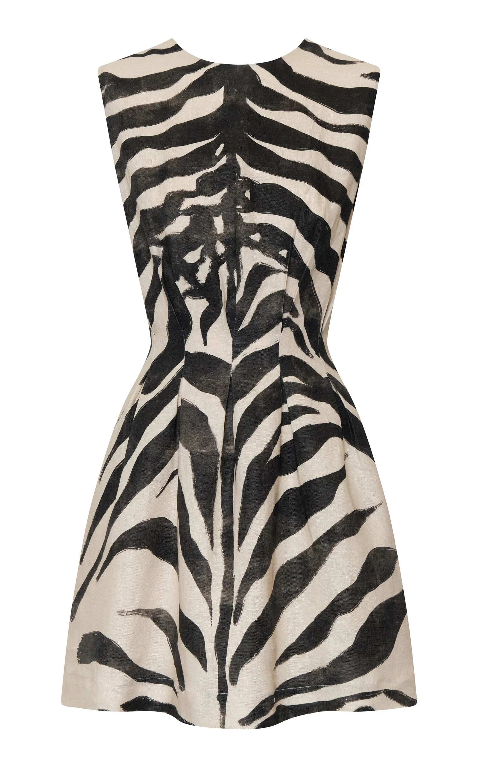 Karibu Printed Linen Mini Dress black/white - 1