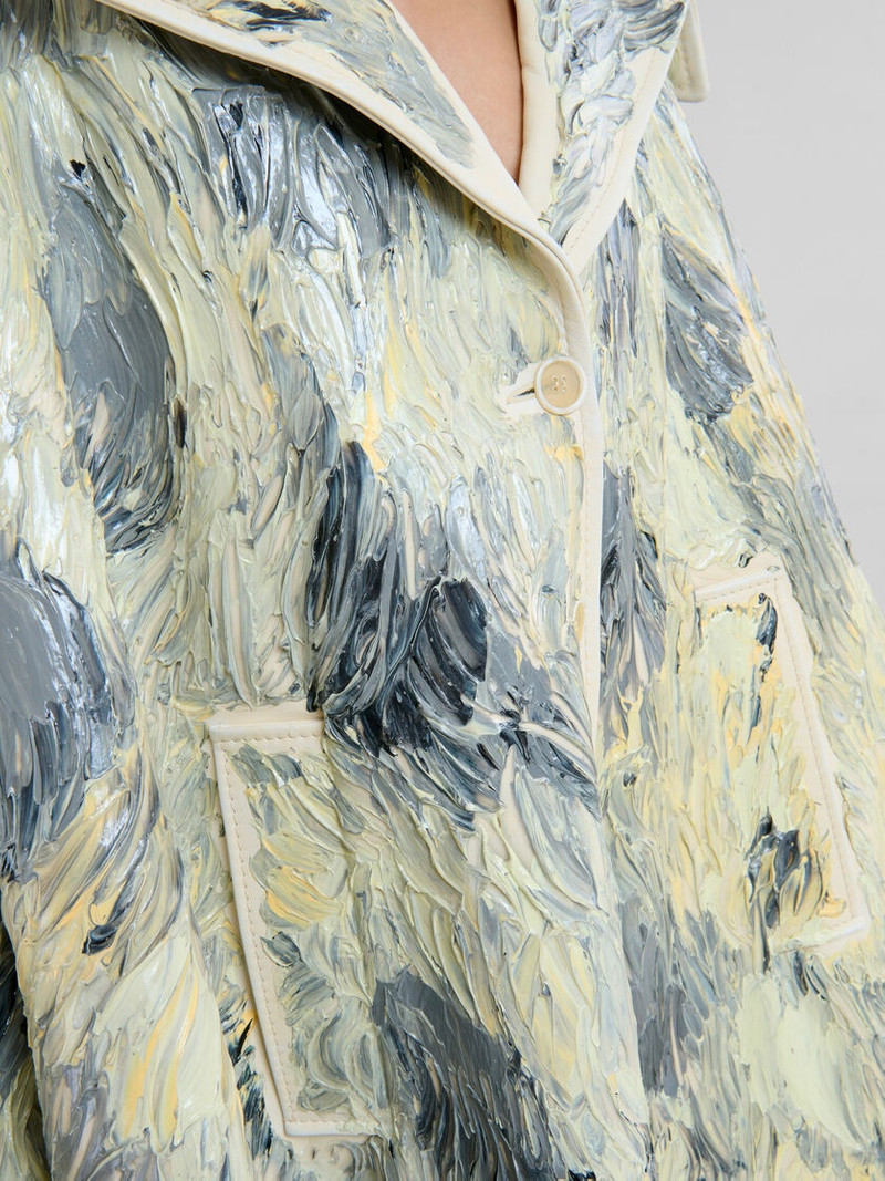 HAND-PAINTED LIGHT YELLOW LEATHER CAPE 5