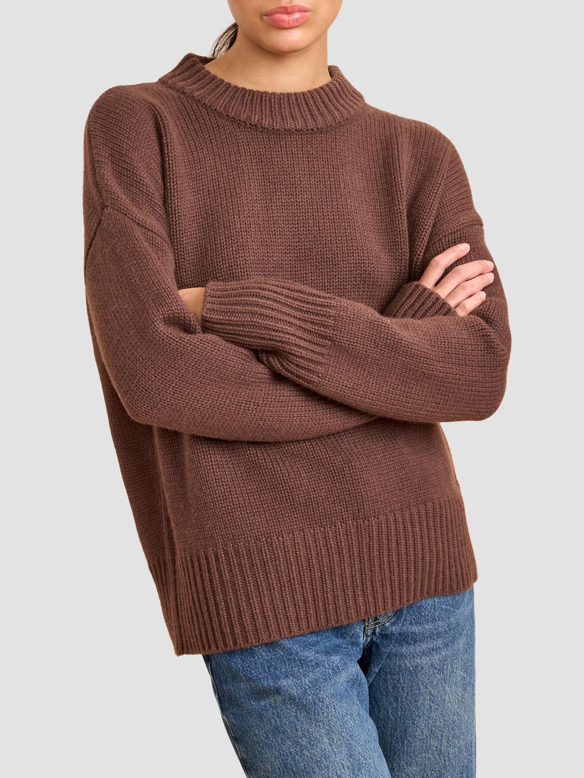 Women's Solid Marin Sweater - Chocolate - 1