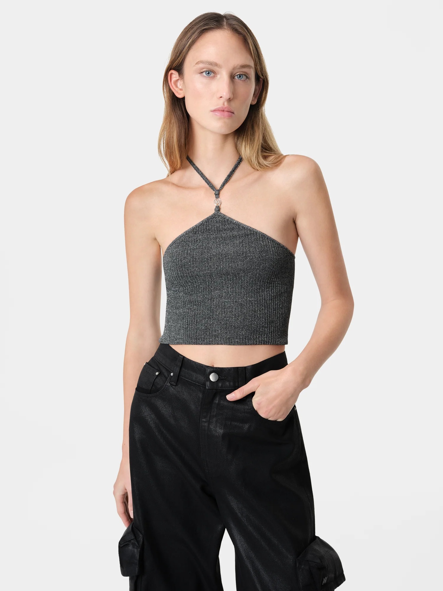 WOMEN'S LUREX HALTER TOP - 2