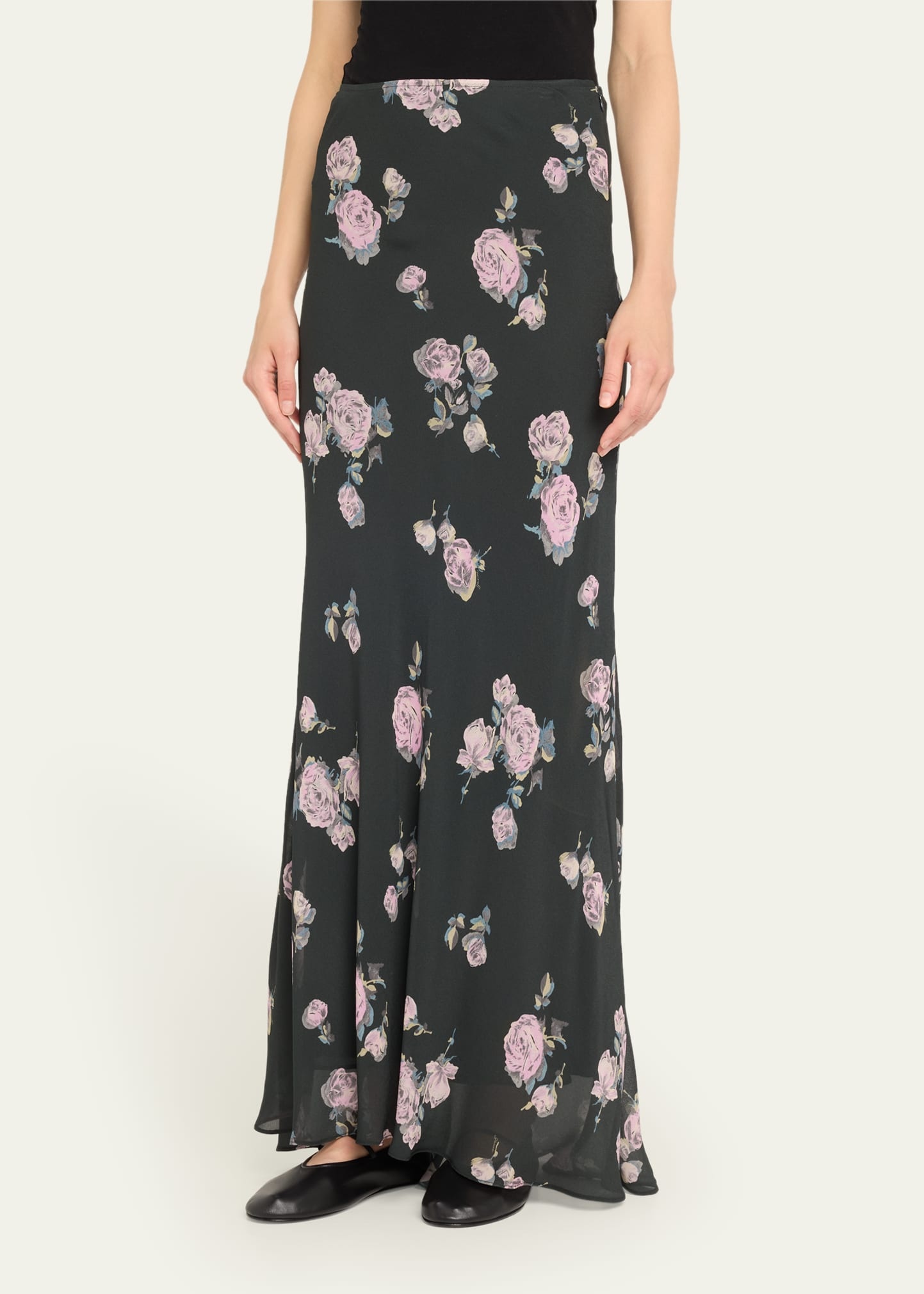 Floral Crepe Maxi Skirt - 4