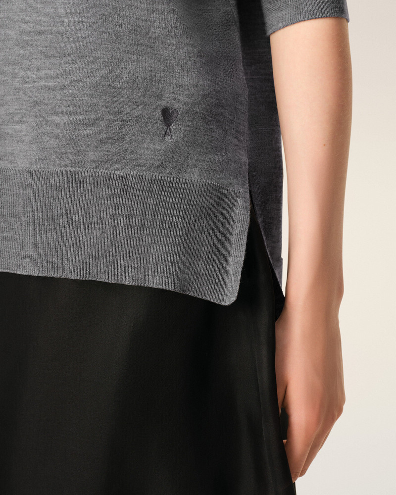 GREY THIN WOOL CREWNECK AMI DE COEUR SWEATER 4