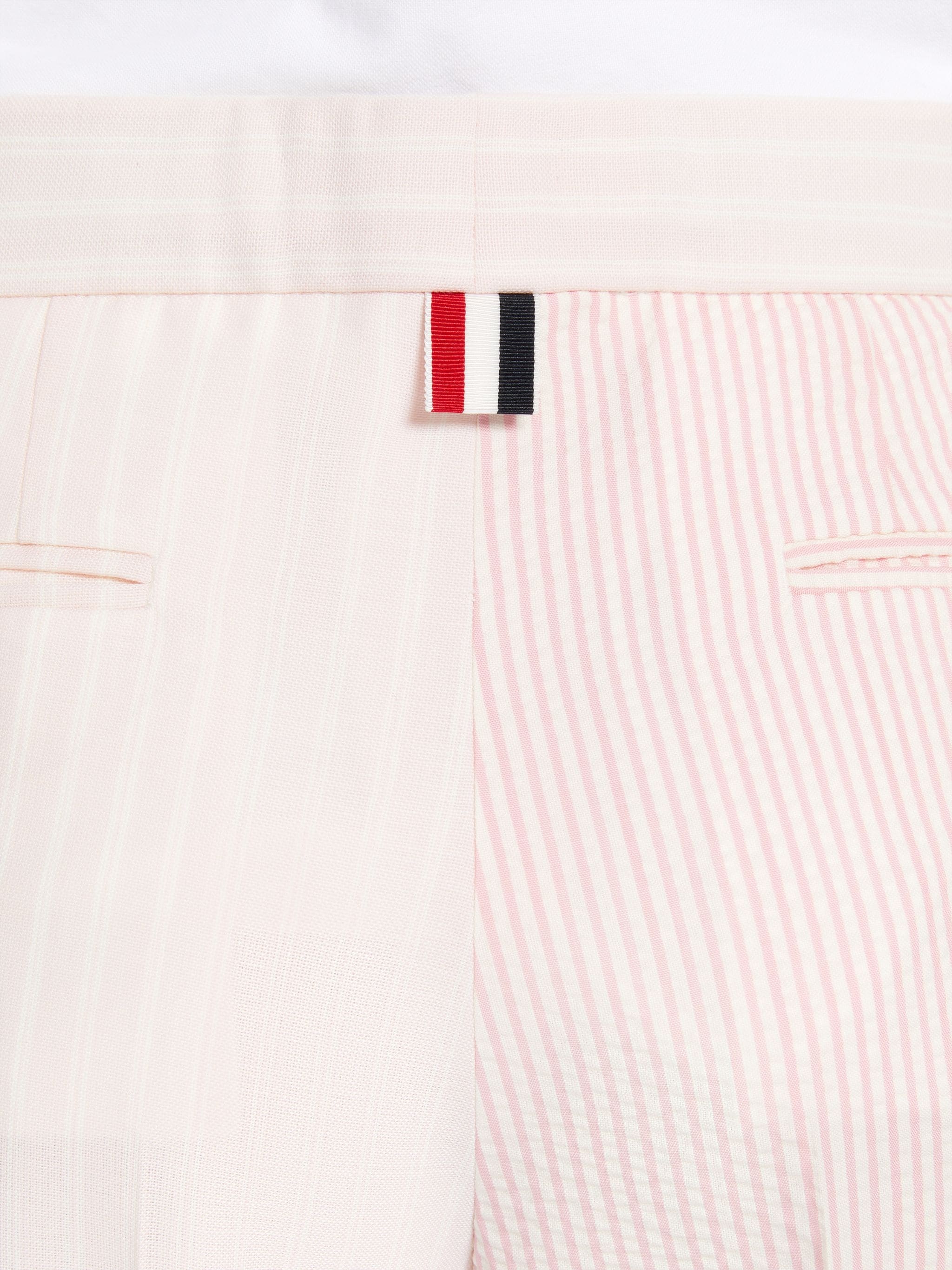 Light Pink Fun-Mix Hairline Stripe Twist Yarn Suiting And Wool Seersucker Low Rise Side Tab Slim Tro - 6