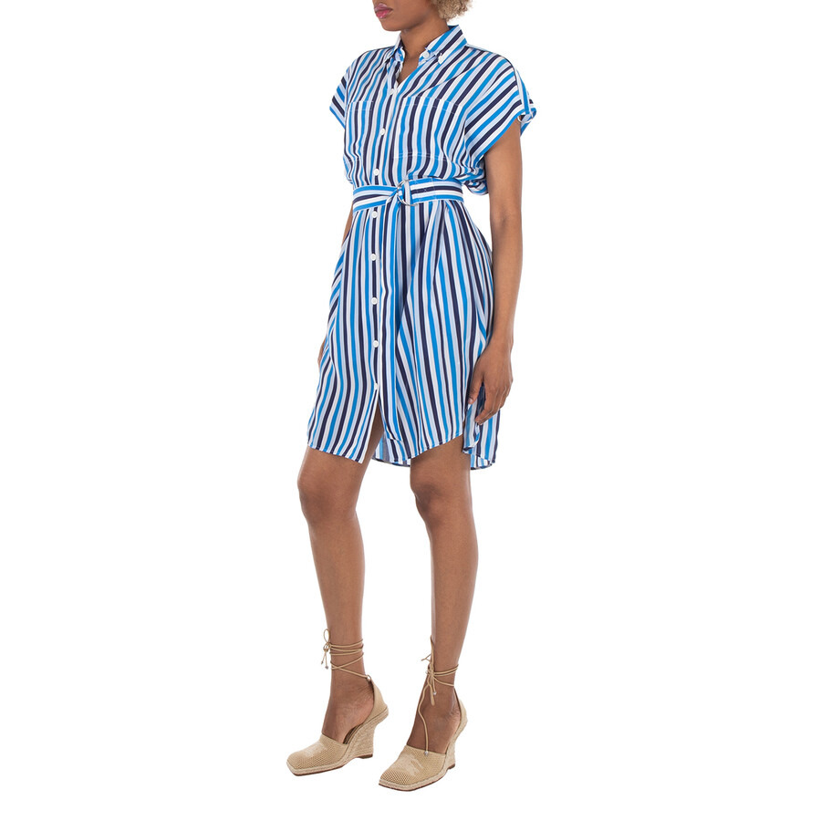 Burberry Short Sleeve Striped Pattern Silk Dress - 4