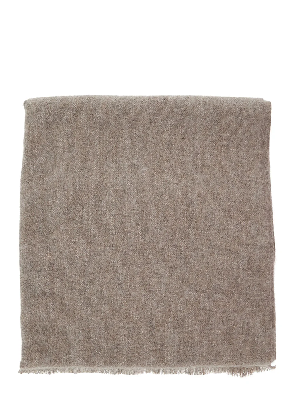 Brunello Cucinelli Women Beige Scarf With Square Design Adn Frayed Edges In Wool And Cashmere Blend  - 1
