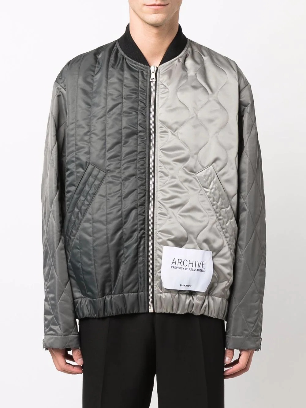 logo-print panelled bomber jacket - 3