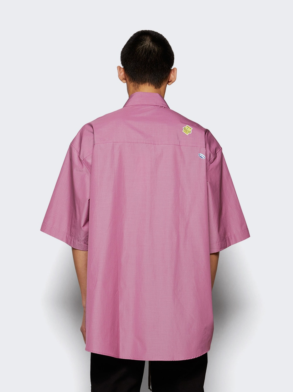 Short Sleeve Boxy Wrap Shirt Purple - 4