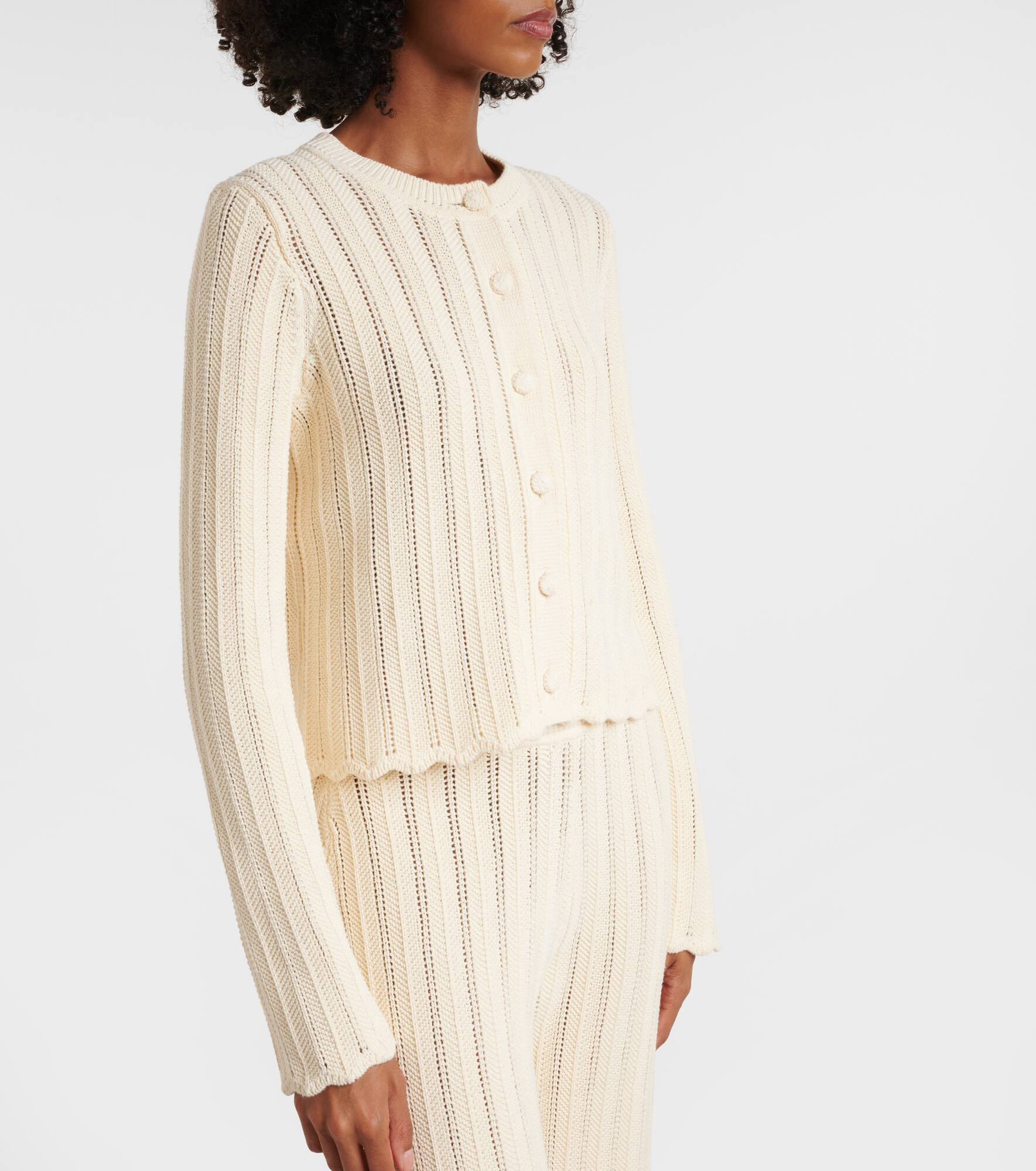 Mariette scalloped pointelle cotton cardigan - 6
