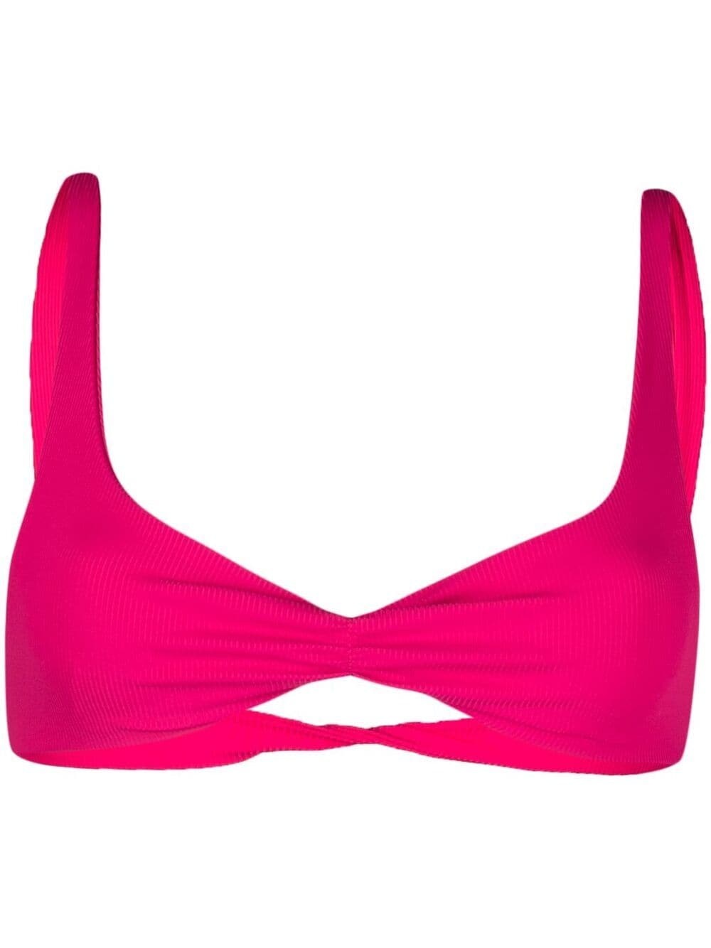 twisted ribbed triangle bikini top - 1