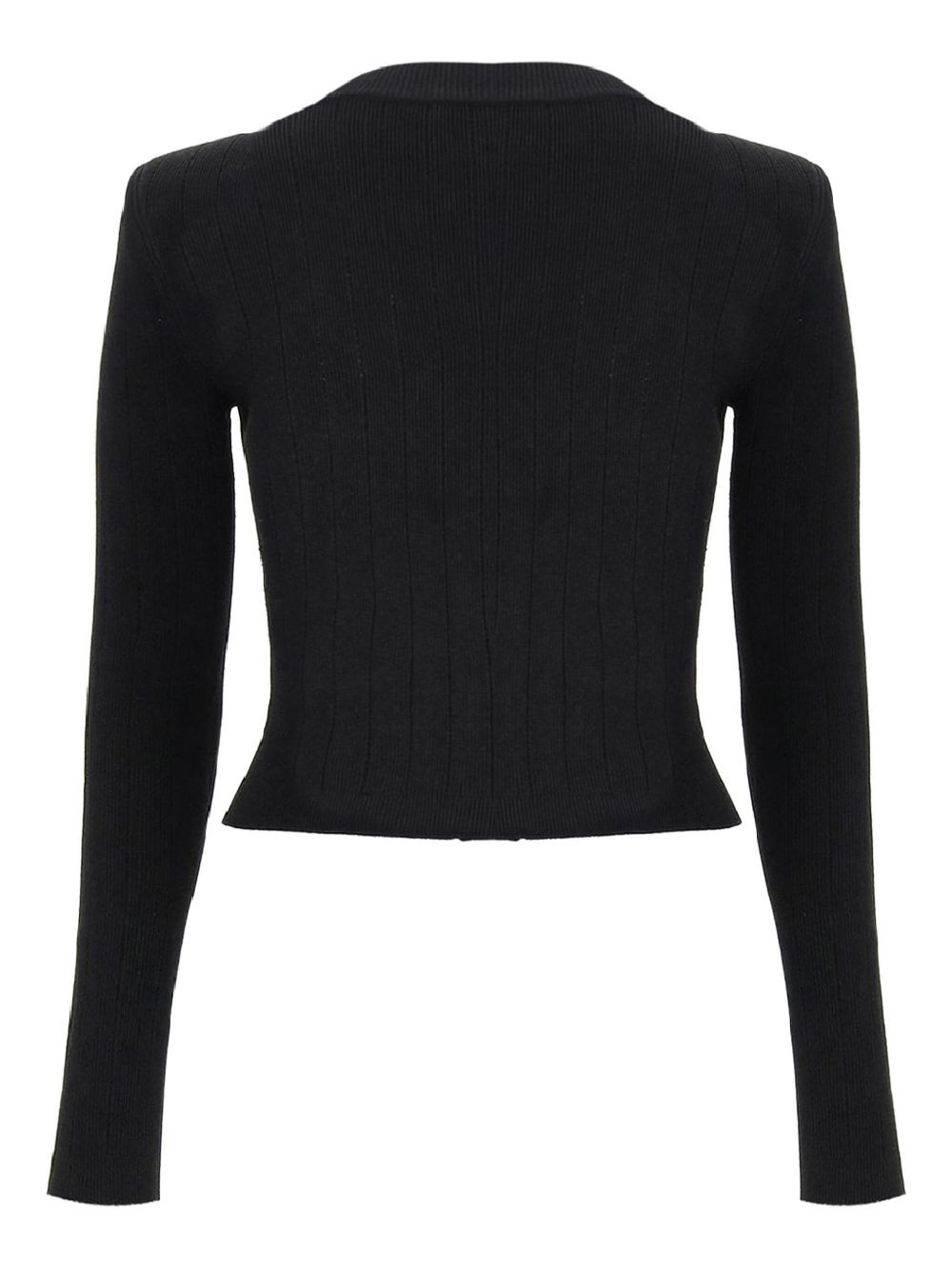 ribbed gold-button cardigan - 3