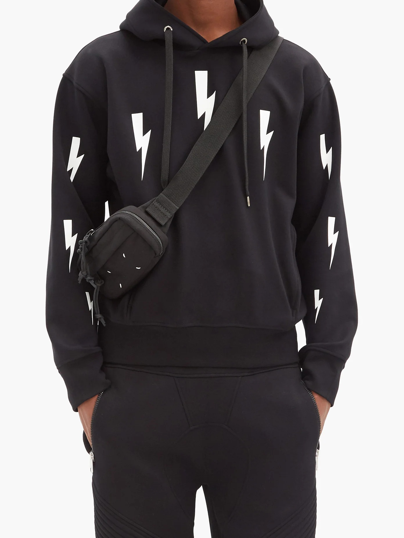 Thunderbolt-print jersey hooded sweatshirt - 2