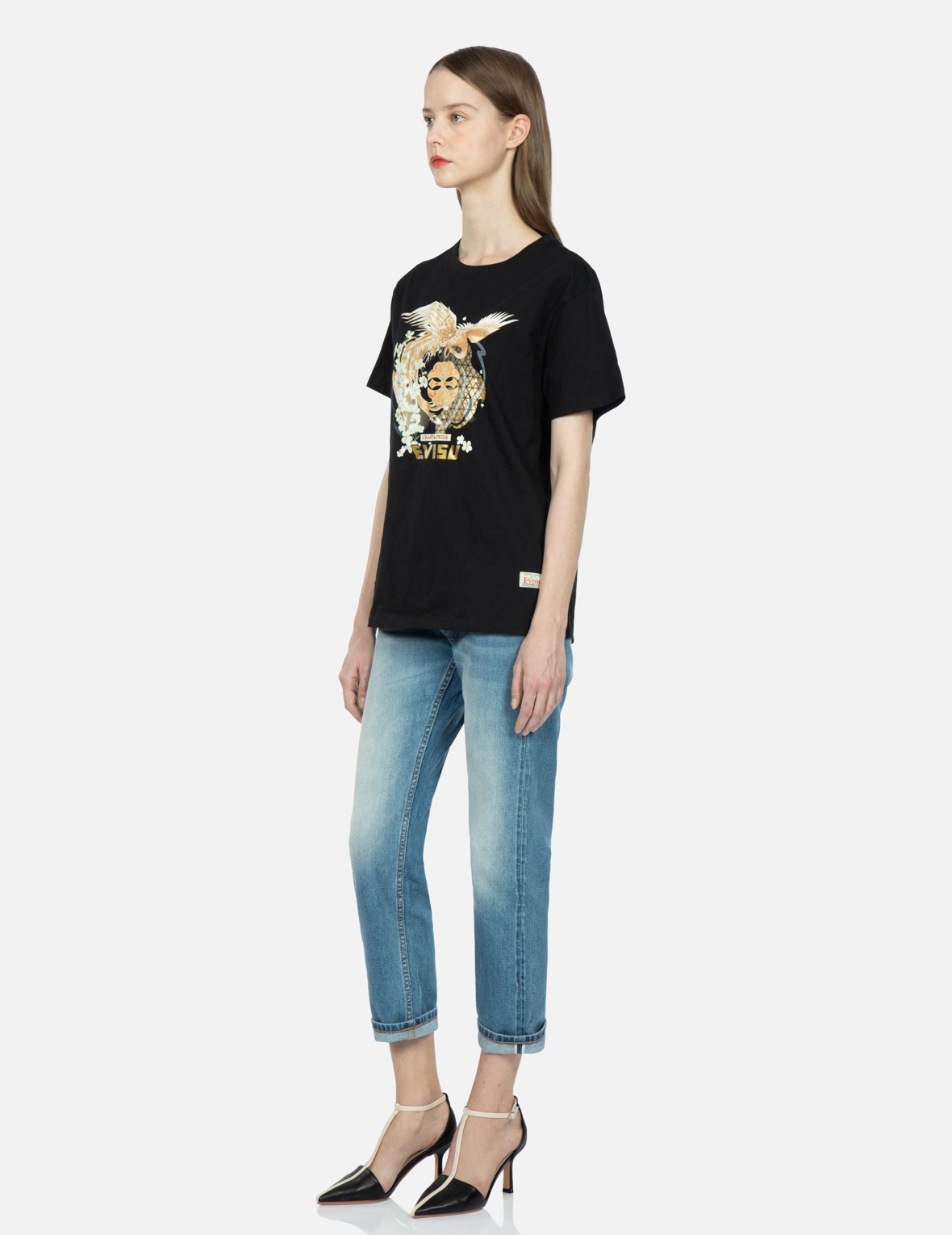 TSUBAKI BROCADE-PATTERN SEAGULL EMBROIDERY STRAIGHT LEG JEANS - 4