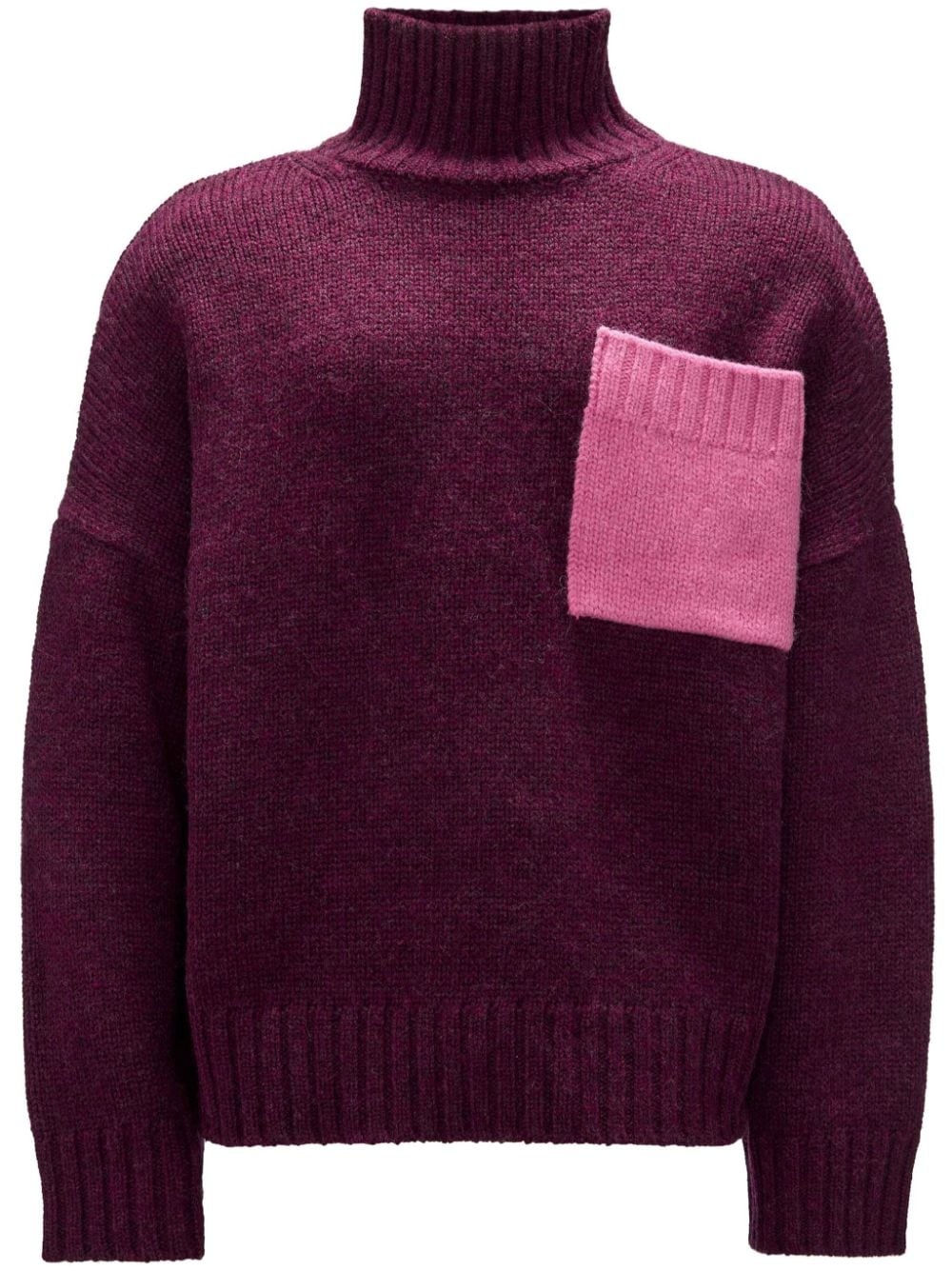 high-neck drop-shoulder jumper - 1