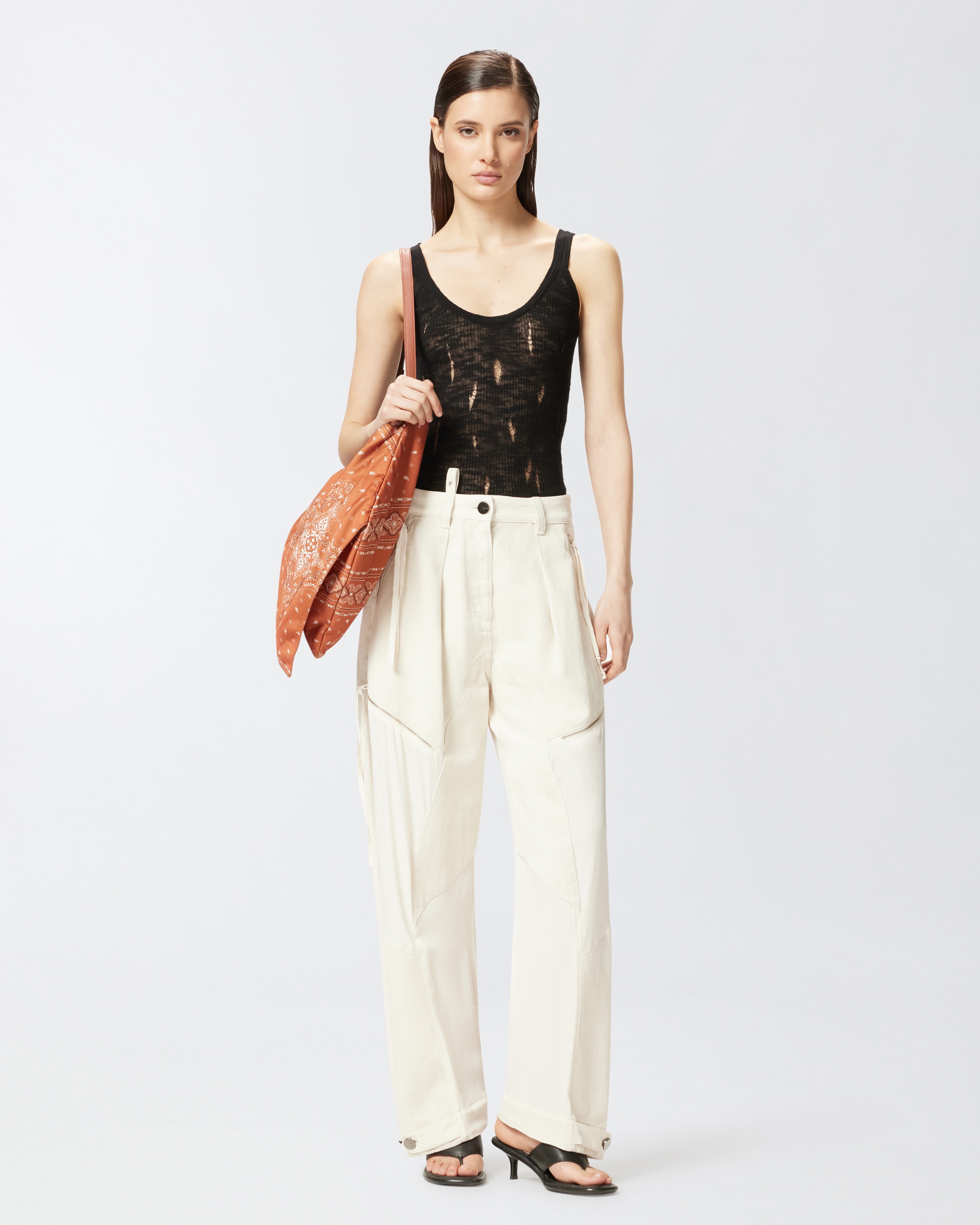 P-PANTS LINEN BLEND TROUSERS WITH ZIP - 2