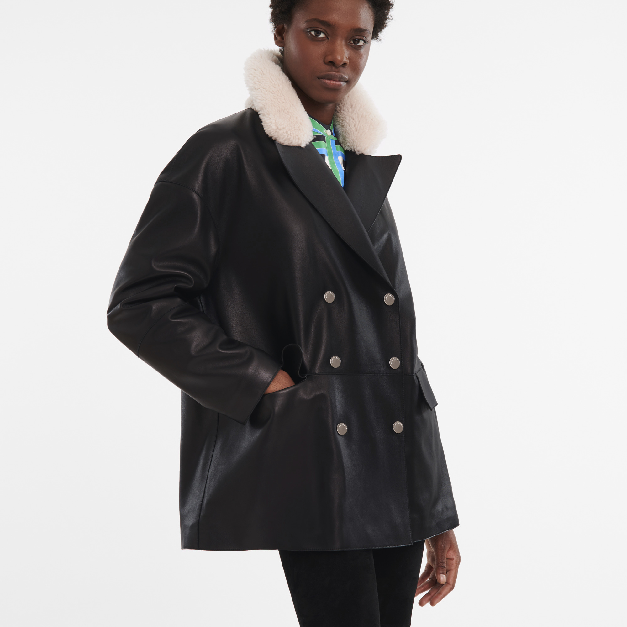 Pea coat Black - Leather - 3