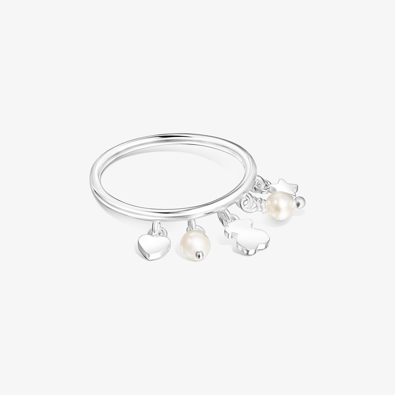 TOUS Silver and Pearls TOUS Cool Joy Ring with Bear, Heart and Star motifs outlook