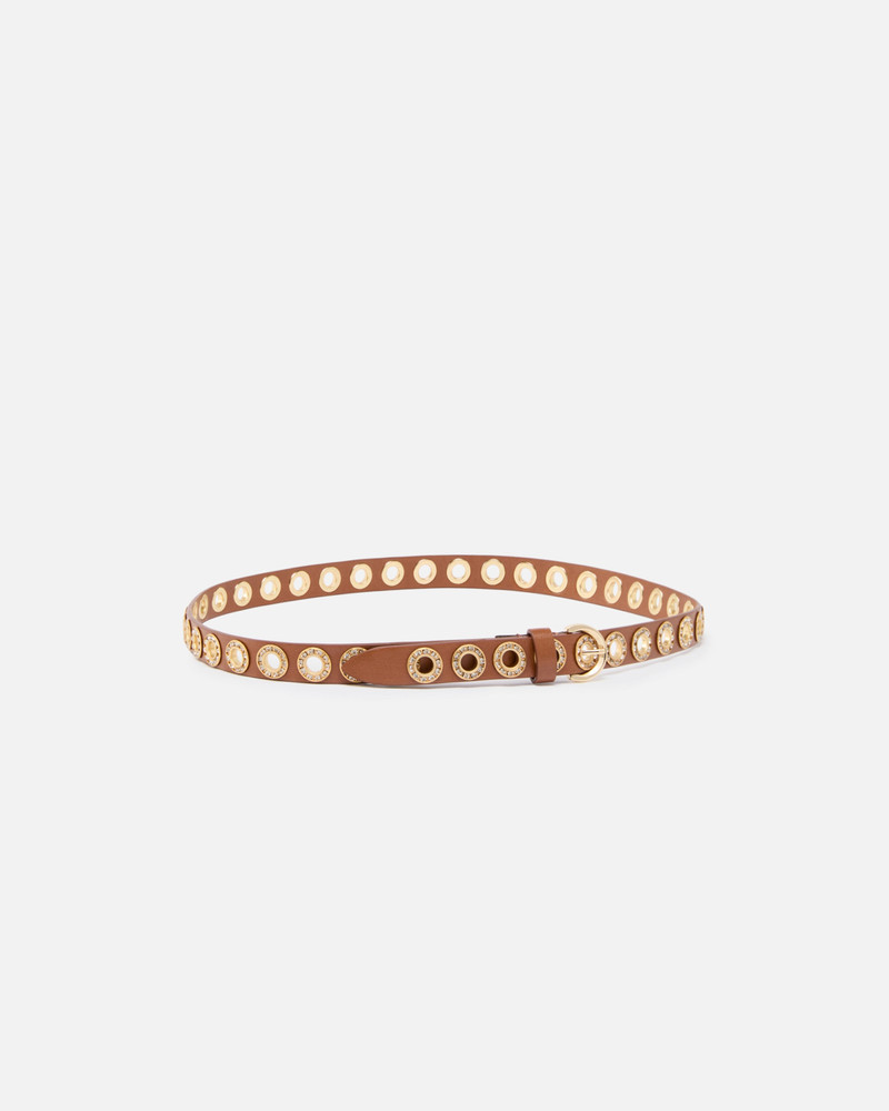 PINKO LEATHER BELT WITH JEWEL EYELETS, 2CM outlook