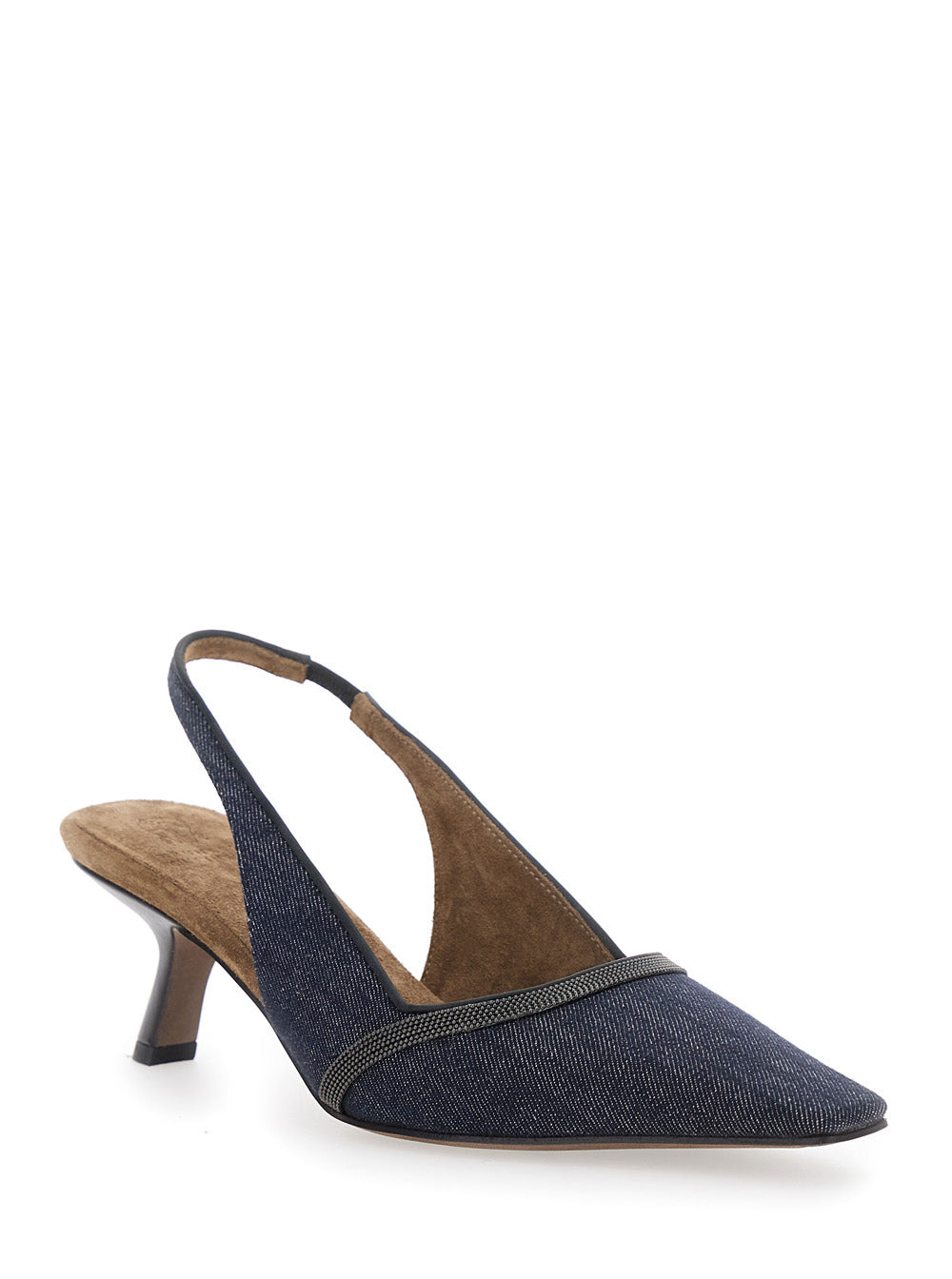 Brunello Cucinelli Women Blue Décolleté With Monile Details In Fabric Woman - 2