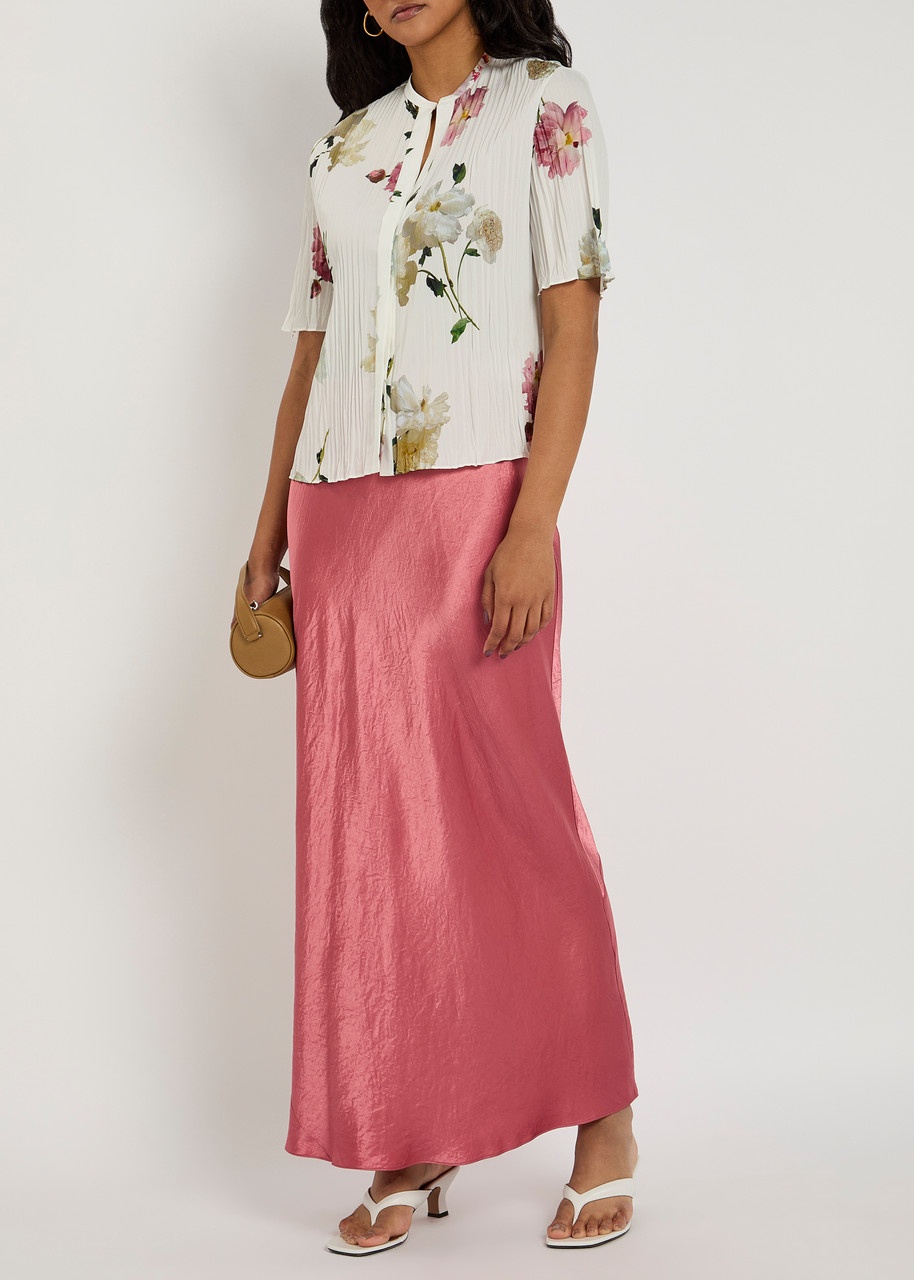 Vince Floral-print Plissé Satin Blouse - 4