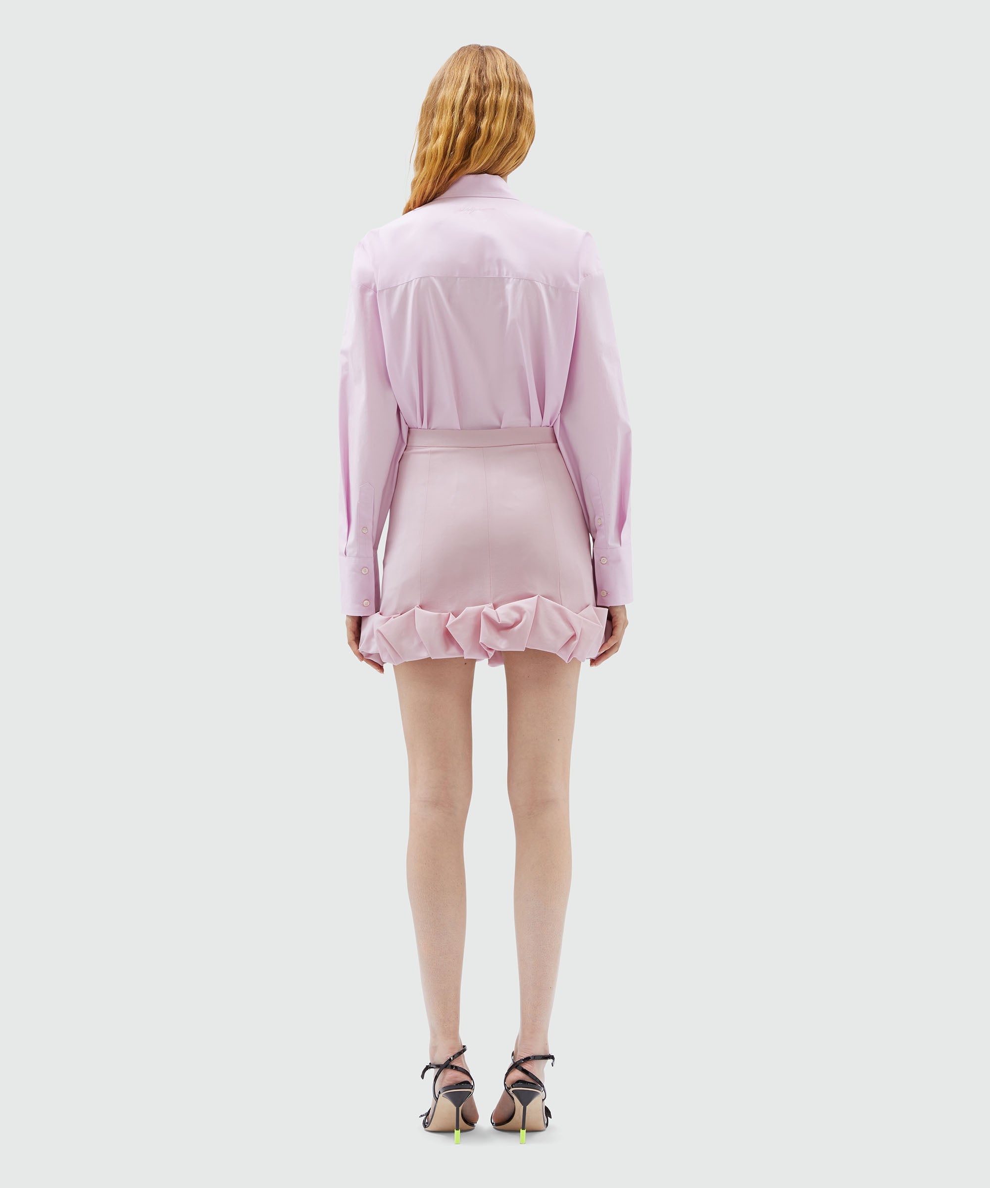 Pink wool miniskirt with ruffles - 3