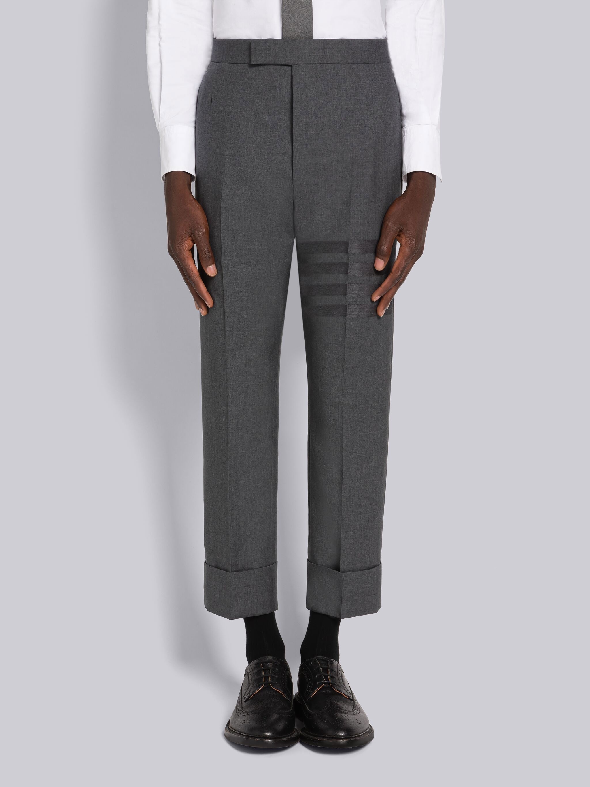 PLAIN WEAVE SUITING 4-BAR CLASSIC BACKSTRAP TROUSER - 1