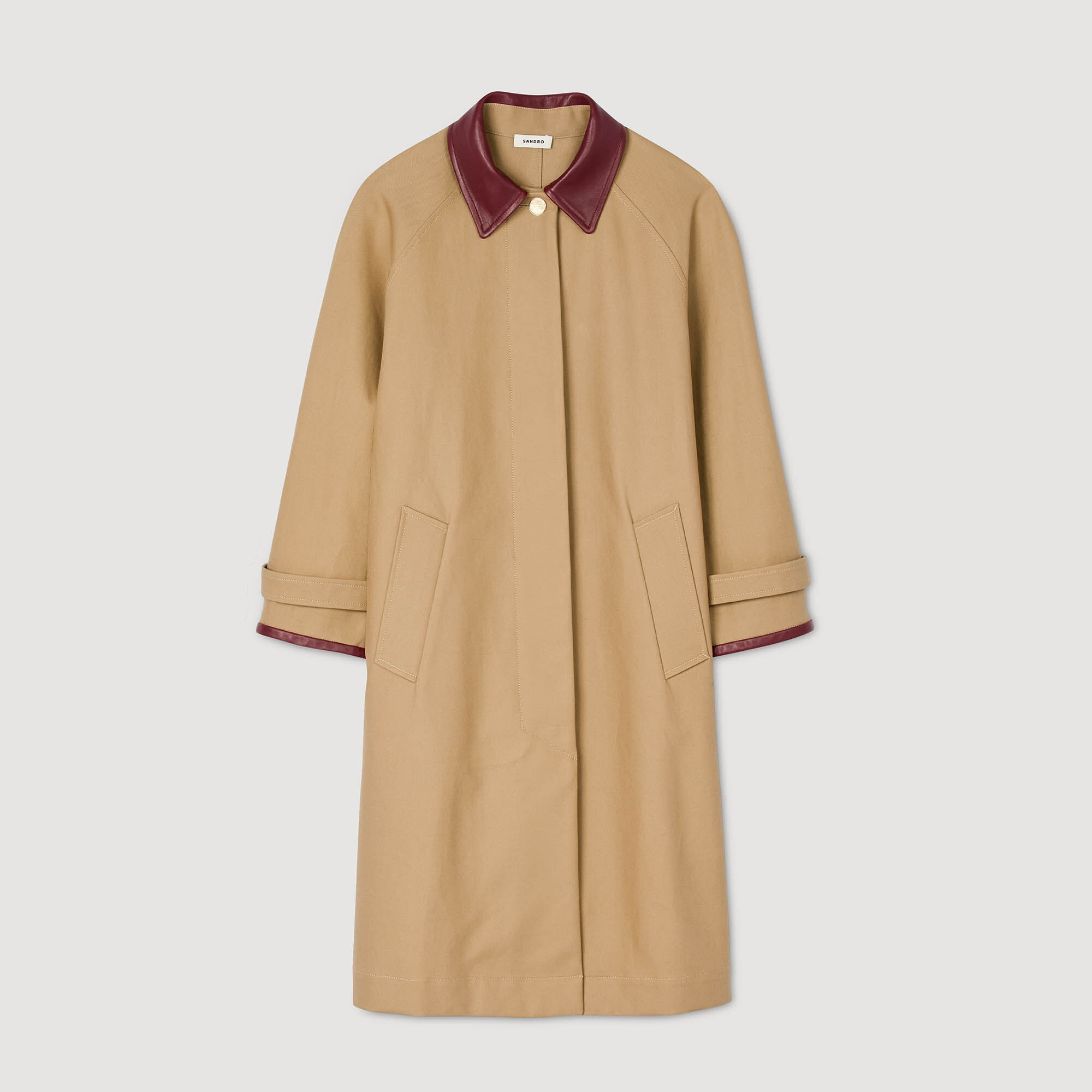 TRENCH COAT WITH LEATHER COLLAR - 6