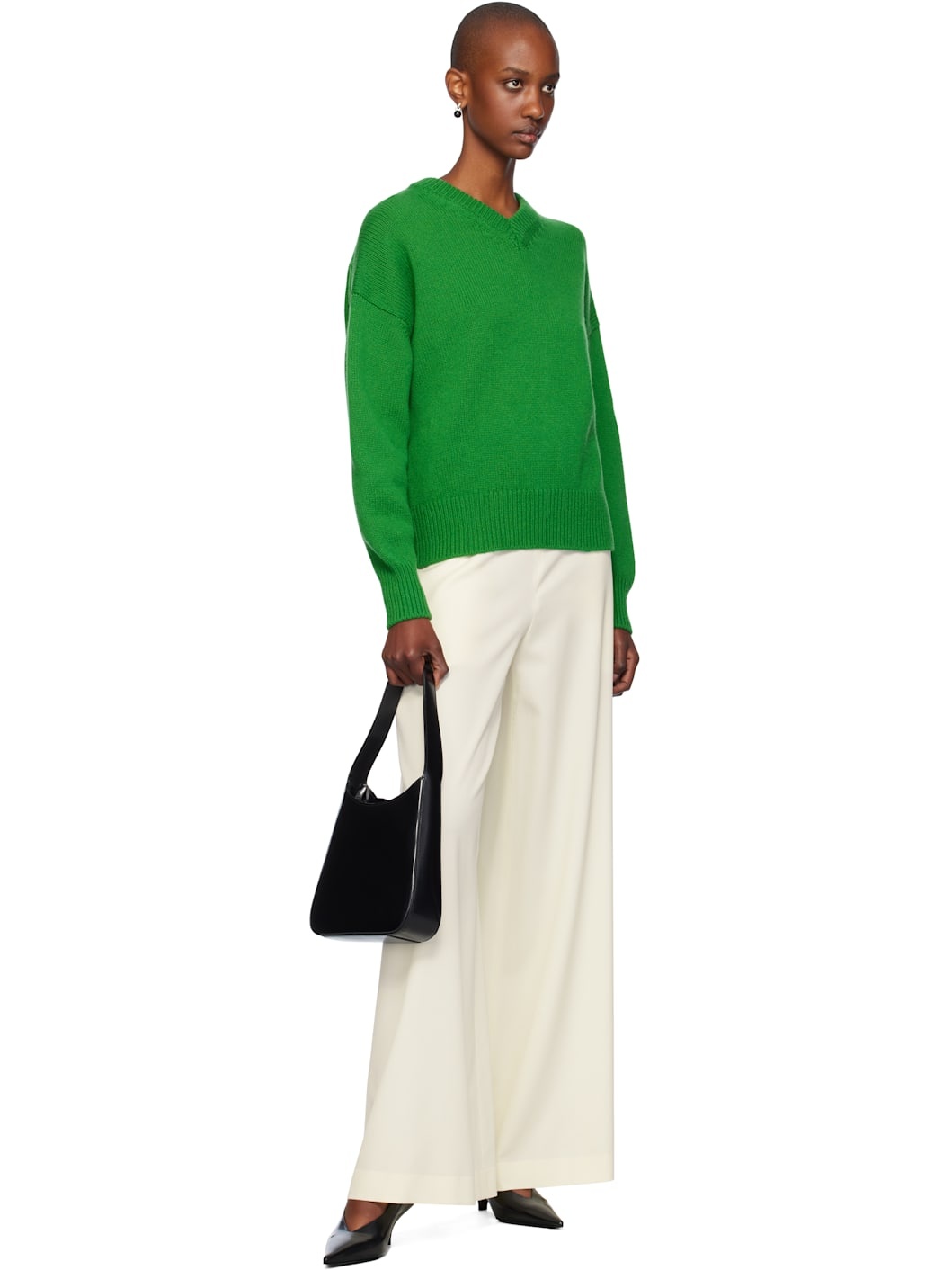 Green Balla Slouch V-Neck Sweater - 4
