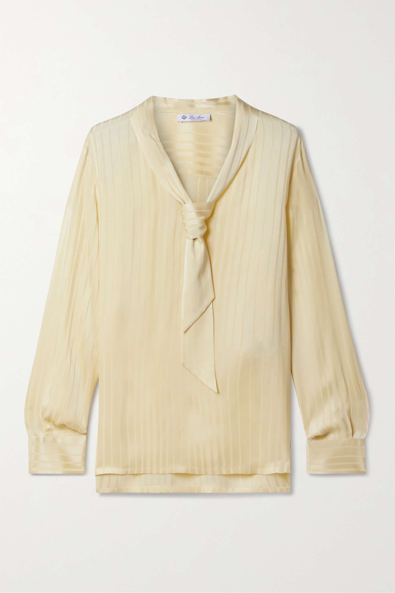 Kya tie-detailed striped silk-jacquard blouse - 1