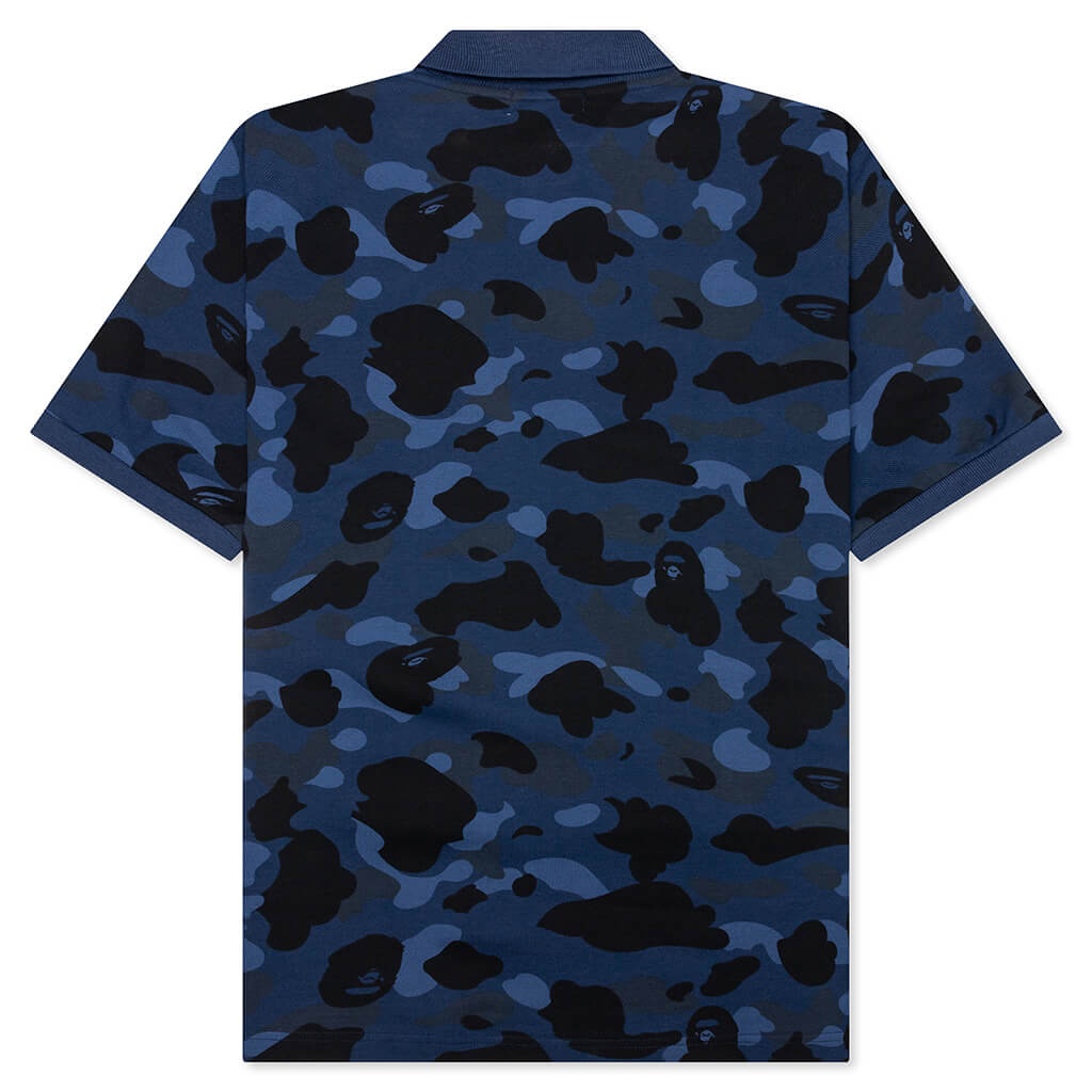 COLOR CAMO LARGE APE HEAD RELAXED FIT POLO SHIRT - NAVY - 2