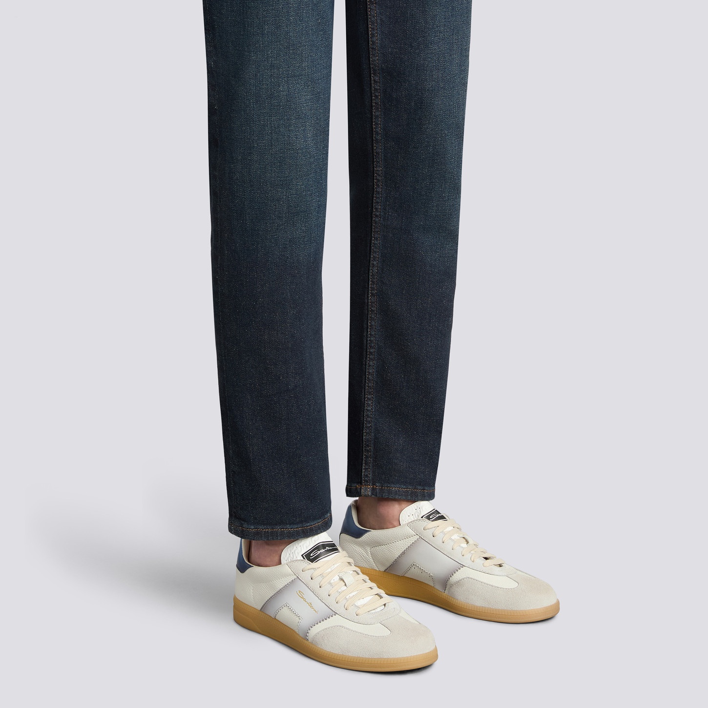 希少【SANTONI】DBS Oly レザー スニーカー 0400022073897_WHITEBLUE?wid=