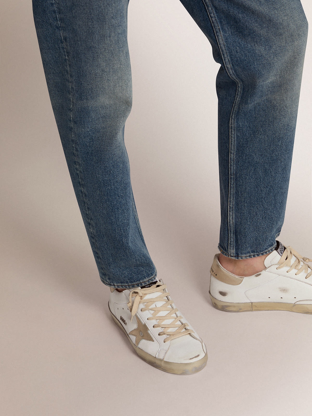 ★人気★【Golden 】★Superstar canvas men's sneakers★ Men's Super-Star in white leather with midnight-blue canvas