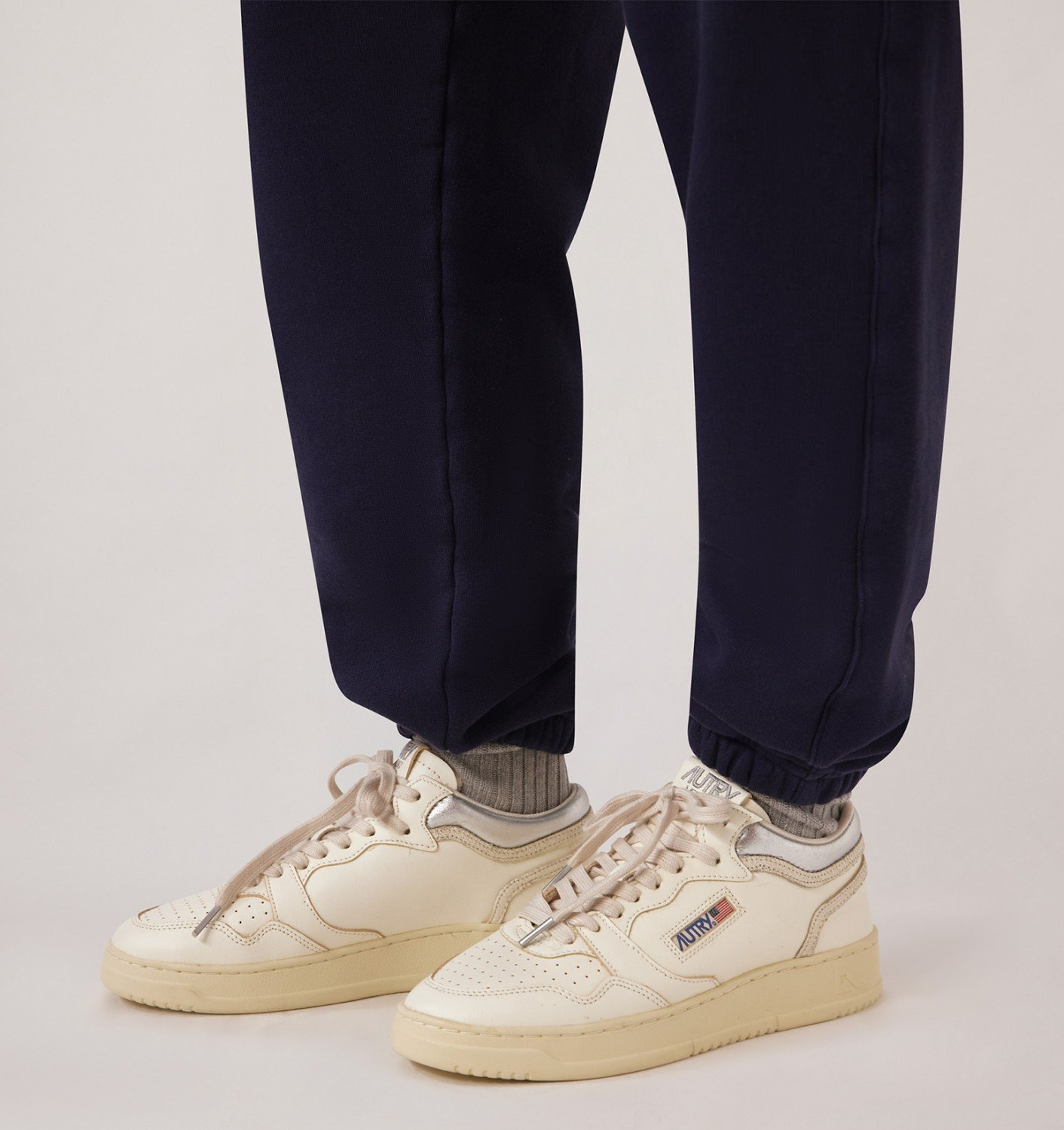 MED-WAY SNEAKERS IN LEATHER COLOR MARSHMALLOW AND SILVER - 2