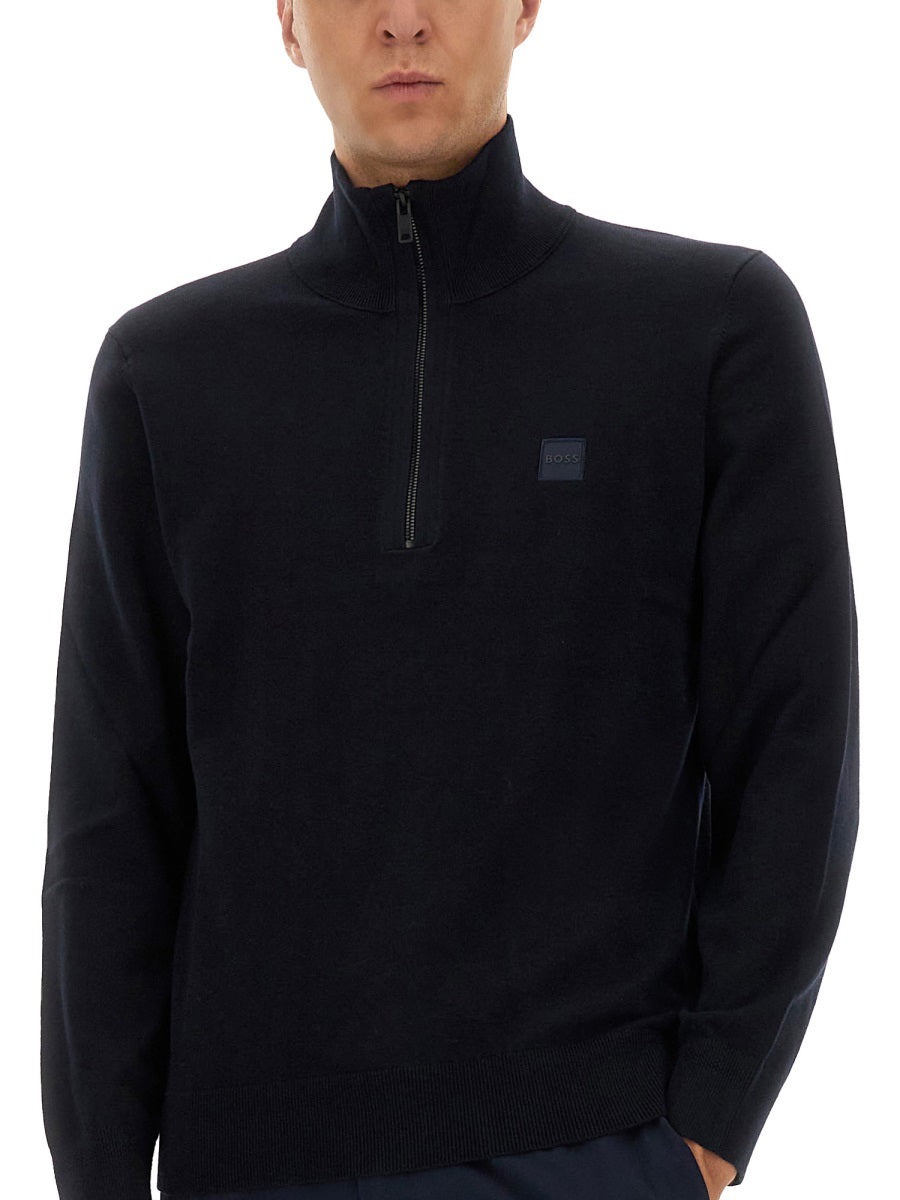 Zippered Sweater With Logo Patch - 4
