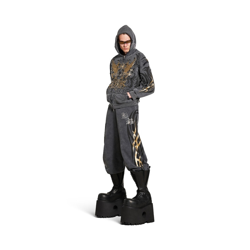 BALENCIAGA Men's Tacky Gold Baggy Sweatpants in Black outlook