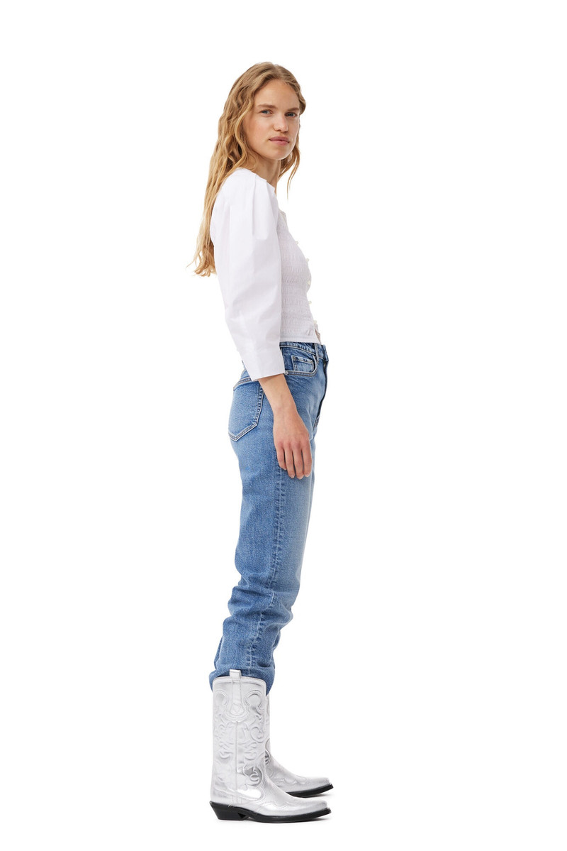 WHITE COTTON POPLIN SMOCK BLOUSE 5