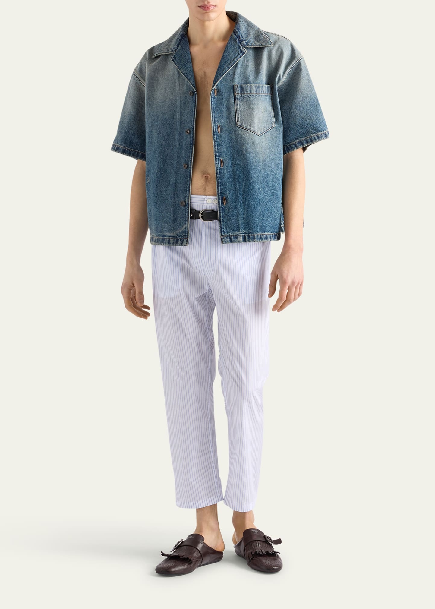 Men's Denim Boxy-Fit Bowling Shirt - 2