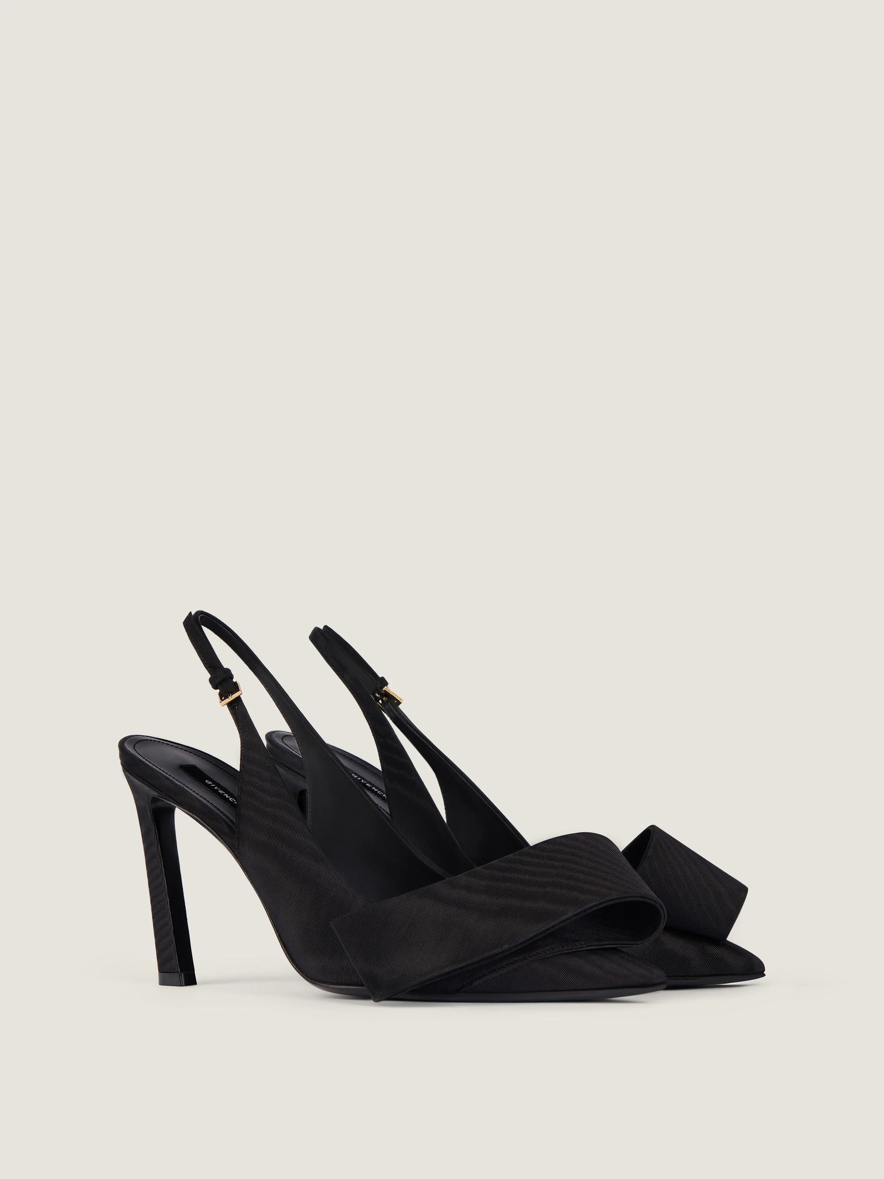 TWISTED RIBBON SLINGBACKS PUMPS IN MOIRÉ FABRIC - 1