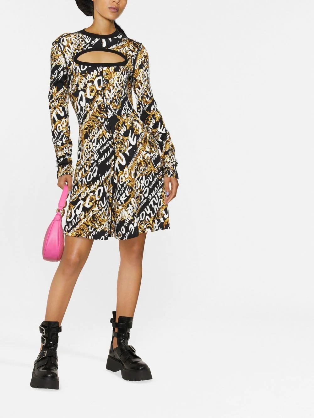 brushed logo-print mini dress - 2