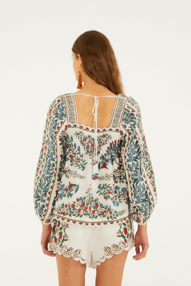 Off-White Fruit Beauty Scarf Organic Cotton Long Sleeve Blouse 3