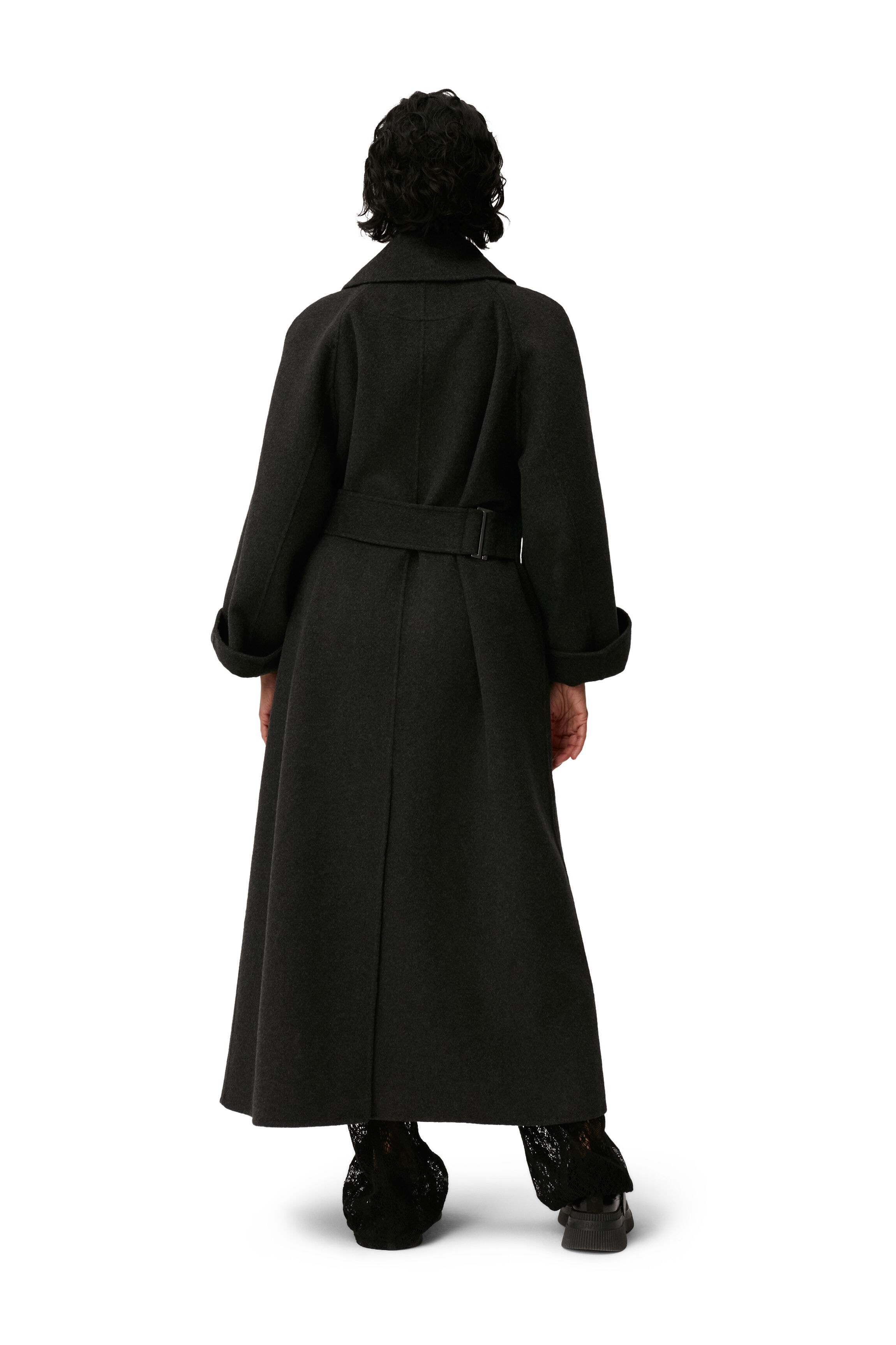 RECYCLED LONG WRAP WOOL COAT - 3