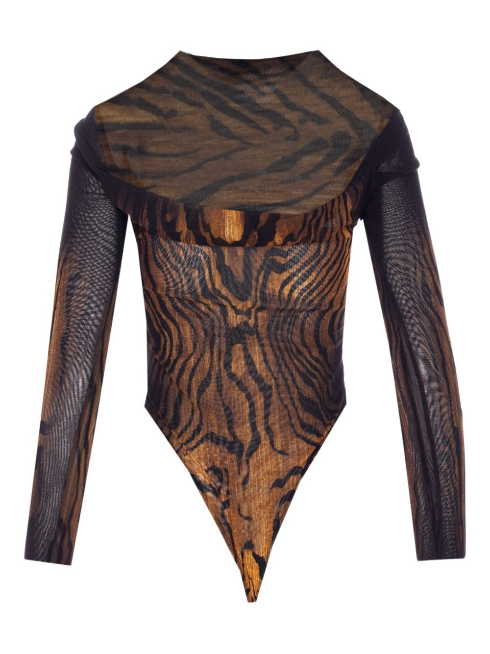 tiger-print mesh bodysuit - 2