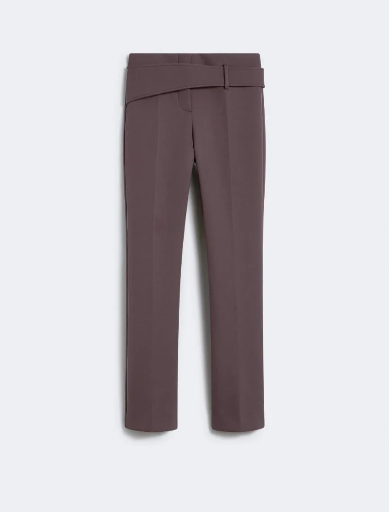 Slim trousers with asymmetrical belt - RUNWAY - COFFEE - 1