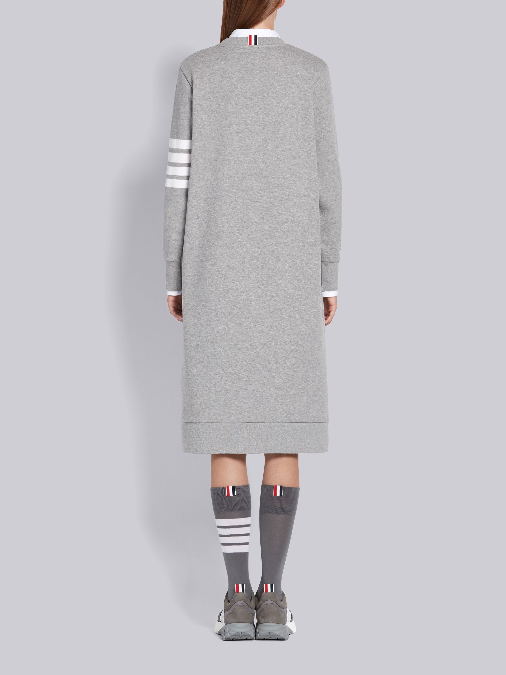 Light Grey Classic Loop Back 4-Bar Sweater Dress - 3