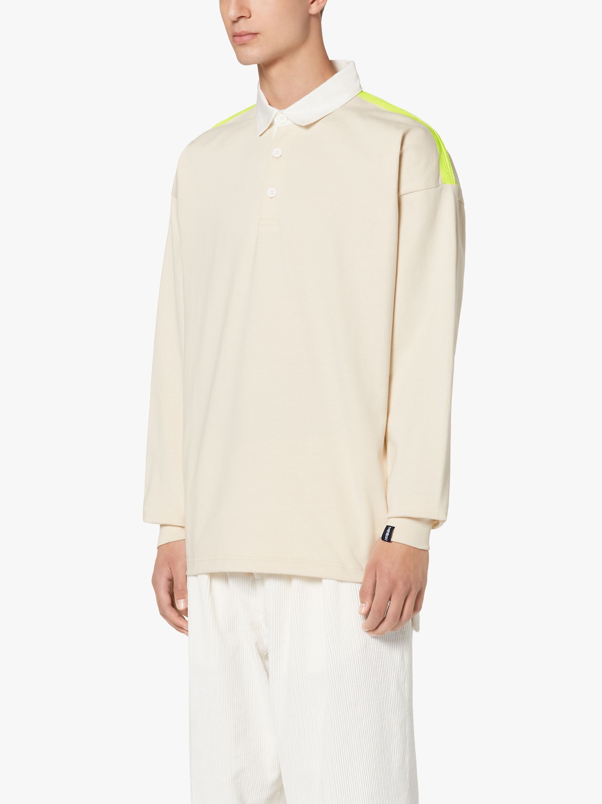 BONE WHITE X YELLOW COTTON RUGBY SHIRT | GJM-201 - 3