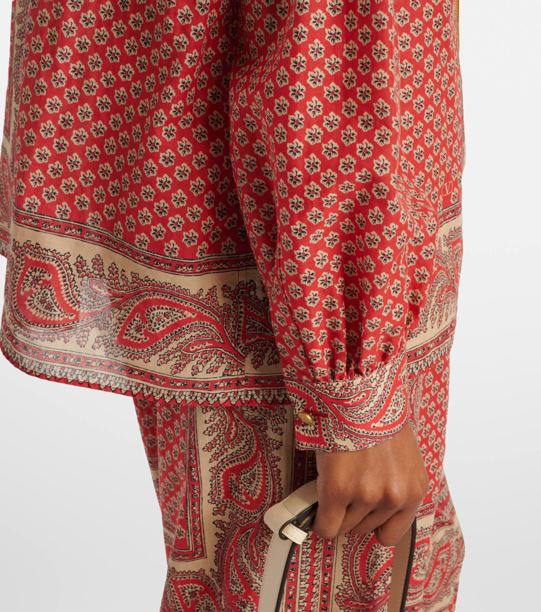 Printed tie-neck cotton blouse - 5