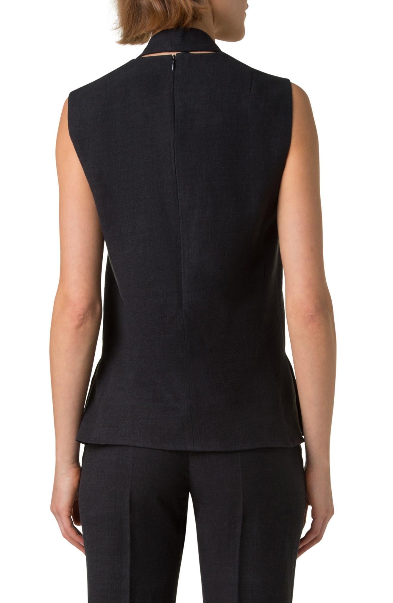 Akris Sleeveless Linen & Wool Blouse in Black at Nordstrom - 2
